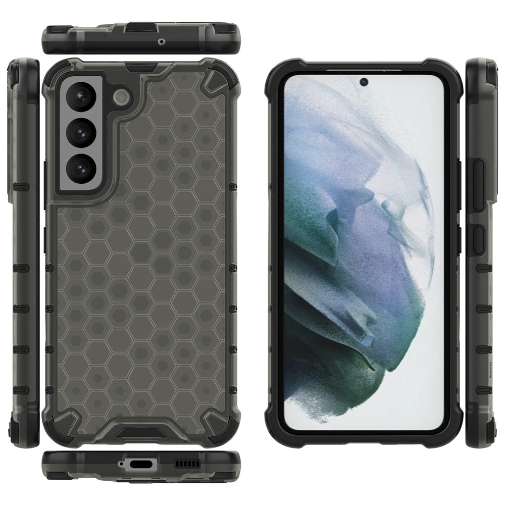Fall-proof Honeycomb Pattern TPU + PC Phone Cover Protective Back Case for Samsung Galaxy S22 5G