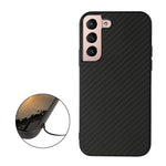 Carbon Fiber Texture Phone Case PU Leather Coated PC + TPU Hybrid Cover for Samsung Galaxy S22+ 5G