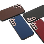 Carbon Fiber Texture Phone Case PU Leather Coated PC + TPU Hybrid Cover for Samsung Galaxy S22+ 5G