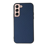 Mobilcover med kulfibertekstur, PU-læderbelægning og PC + TPU-hybridcover til Samsung Galaxy S22+ 5G