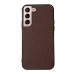 Mobilcover med kulfibertekstur, PU-læderbelægning og PC + TPU-hybridcover til Samsung Galaxy S22+ 5G