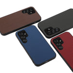 PU-läderbelagd PC + TPU kolfibertextur stötsäkert mobilskal till Samsung Galaxy S22 Ultra 5G
