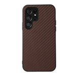 PU-läderbelagd PC + TPU kolfibertextur stötsäkert mobilskal till Samsung Galaxy S22 Ultra 5G