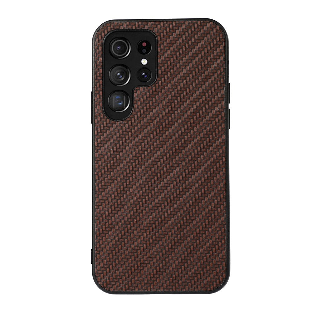 PU-läderbelagd PC + TPU kolfibertextur stötsäkert mobilskal till Samsung Galaxy S22 Ultra 5G