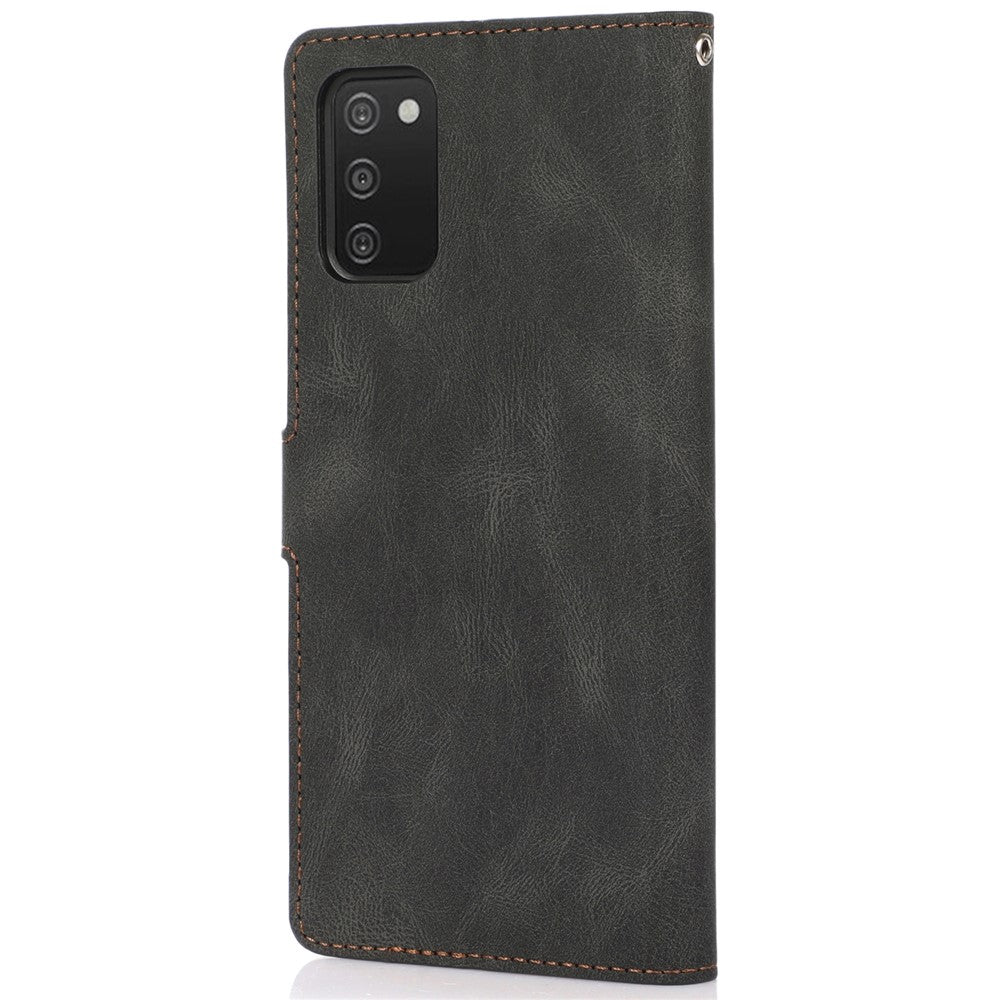 PU Leather + TPU Phone Case Wallet Stand Cover with Strap for Samsung Galaxy A03s (166.5mm)
