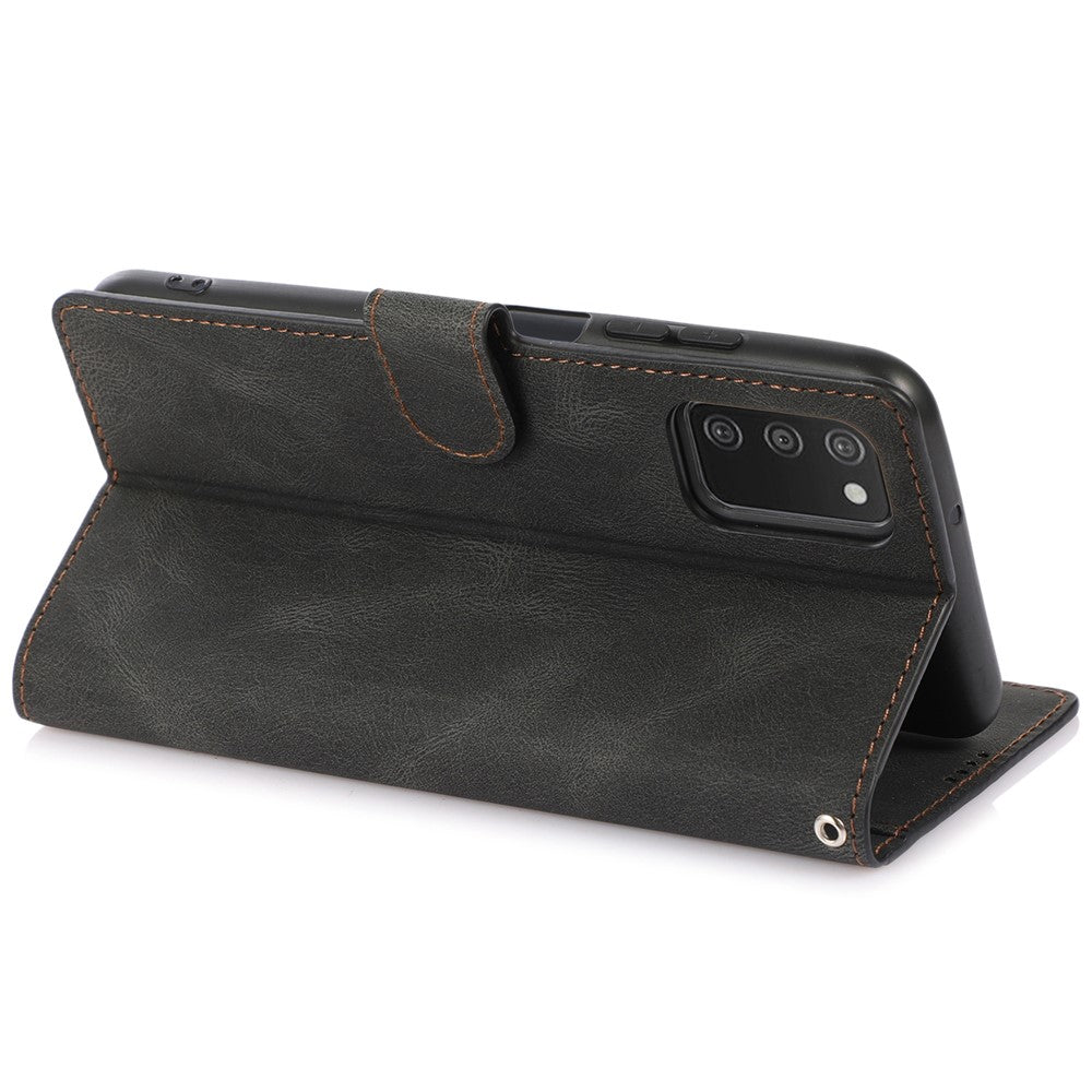 PU Leather + TPU Phone Case Wallet Stand Cover with Strap for Samsung Galaxy A03s (166.5mm)