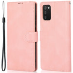 PU Leather + TPU Phone Case Wallet Stand Cover with Strap for Samsung Galaxy A03s (166.5mm)
