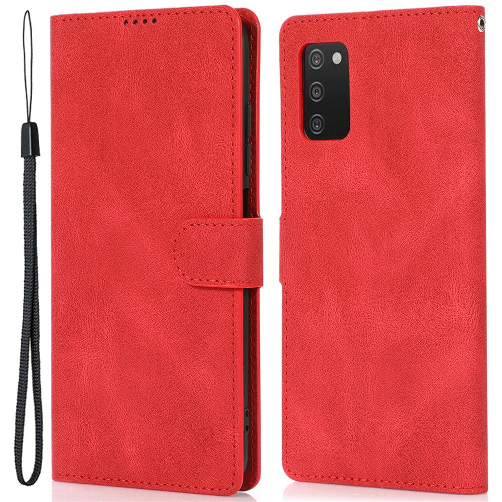 PU Leather + TPU Phone Case Wallet Stand Cover with Strap for Samsung Galaxy A03s (166.5mm)