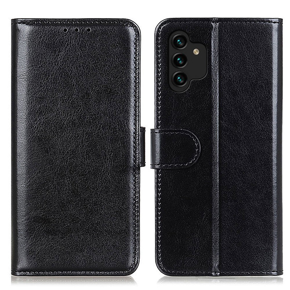 Til Samsung Galaxy A13 4G Flip Wallet Crazy Horse Tekstur PU-lædercover Magnetisk Blødt TPU Folde Stand Etui