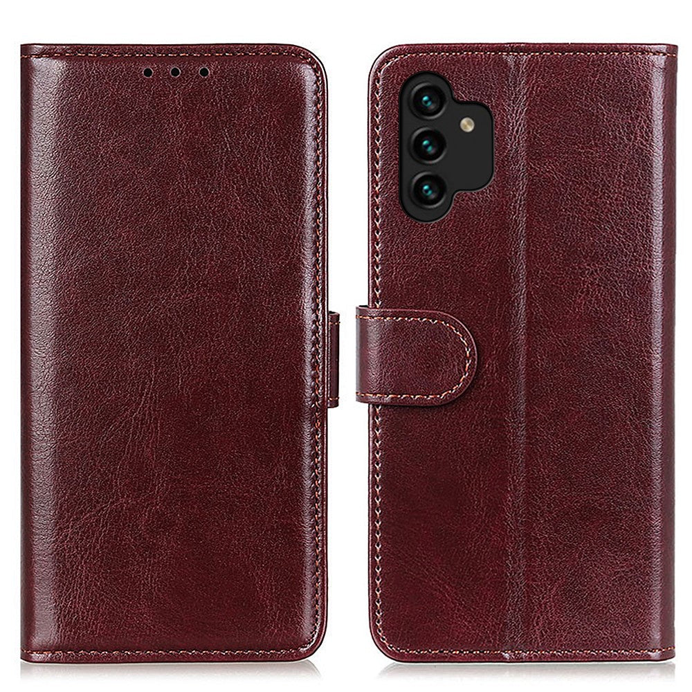 Til Samsung Galaxy A13 4G Flip Wallet Crazy Horse Tekstur PU-lædercover Magnetisk Blødt TPU Folde Stand Etui