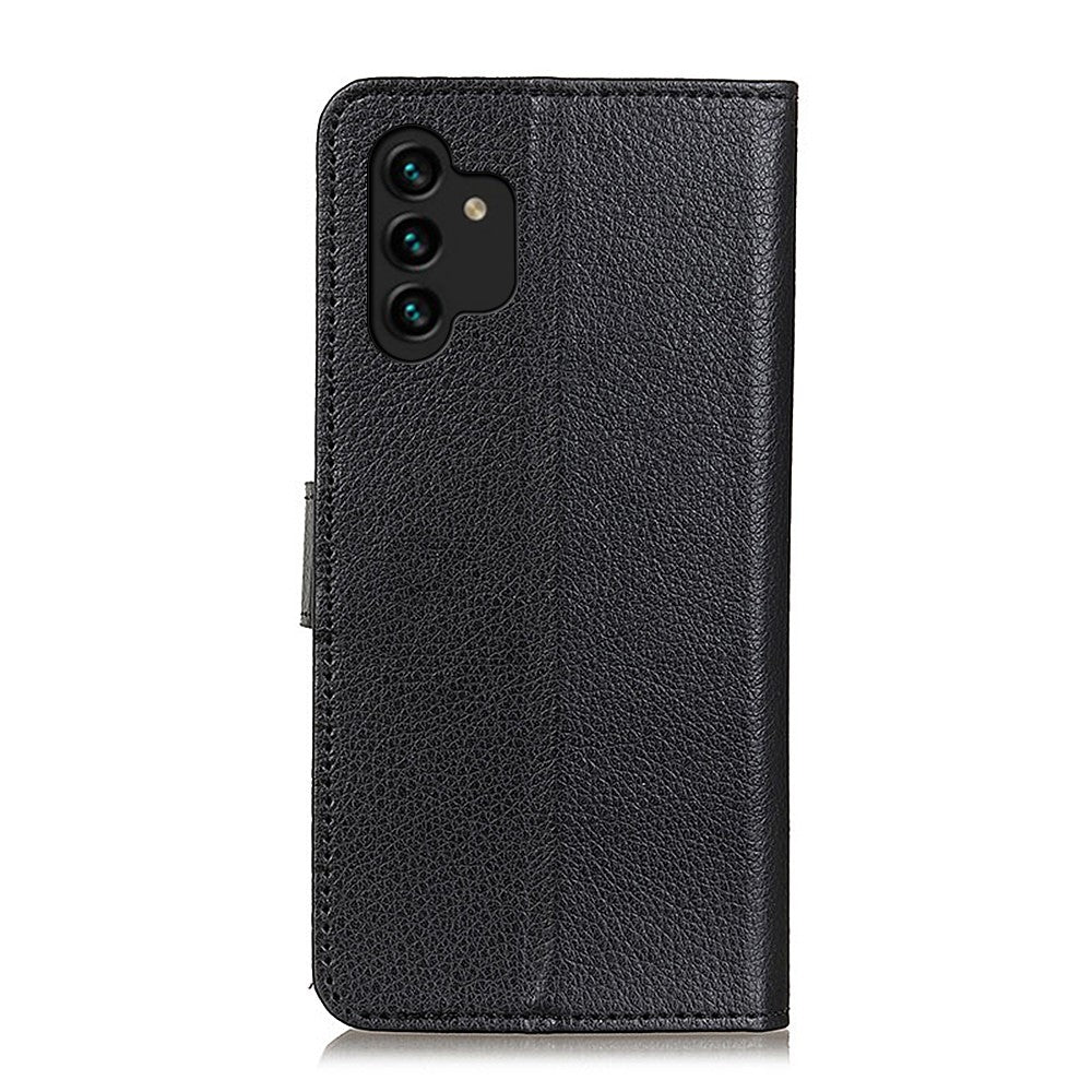 Til Samsung Galaxy A13 4G Book Stand Klassisk Litchi Tekstur PU Lædercover Magnetisk Lukning Flip Pung Etui