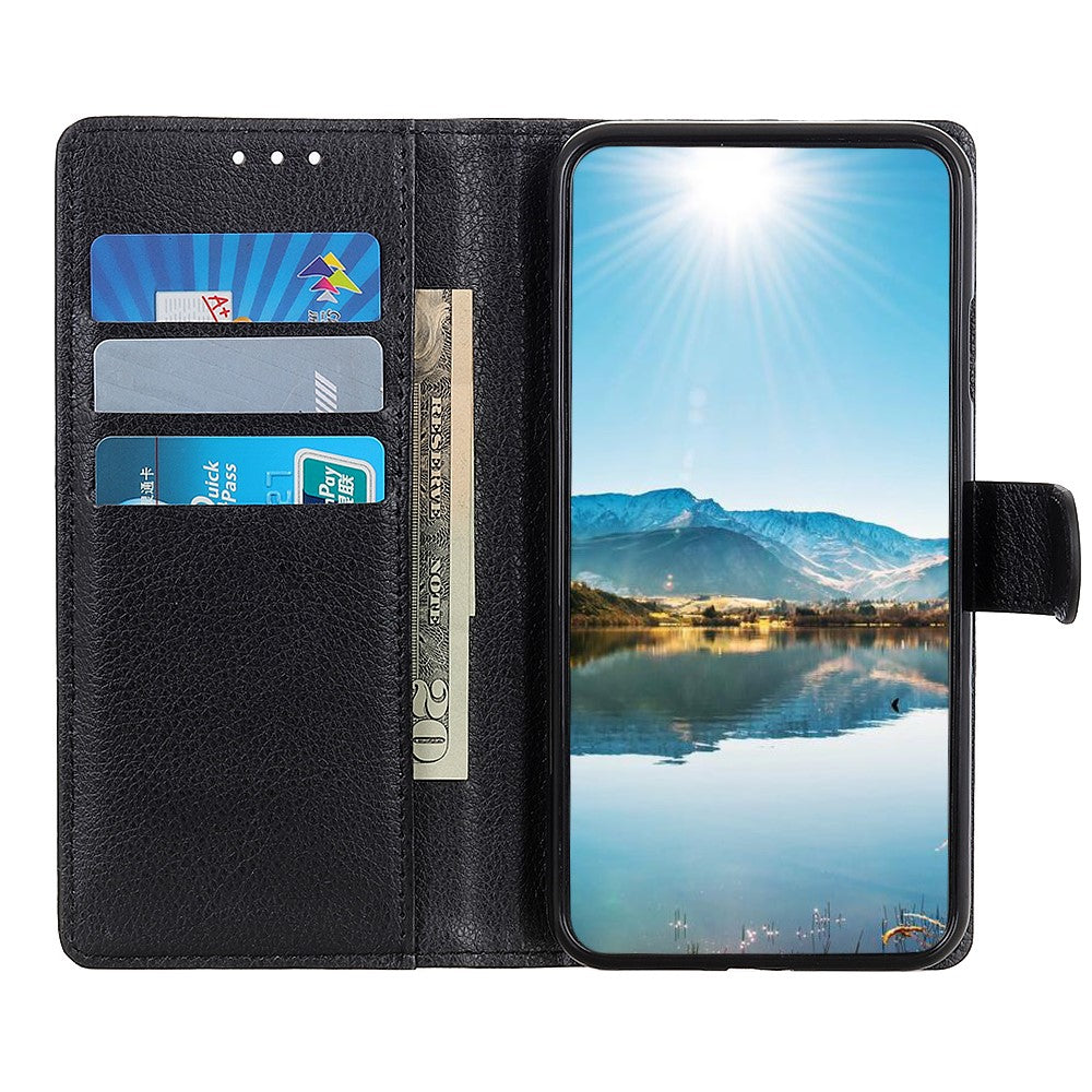 Til Samsung Galaxy A13 4G Book Stand Klassisk Litchi Tekstur PU Lædercover Magnetisk Lukning Flip Pung Etui