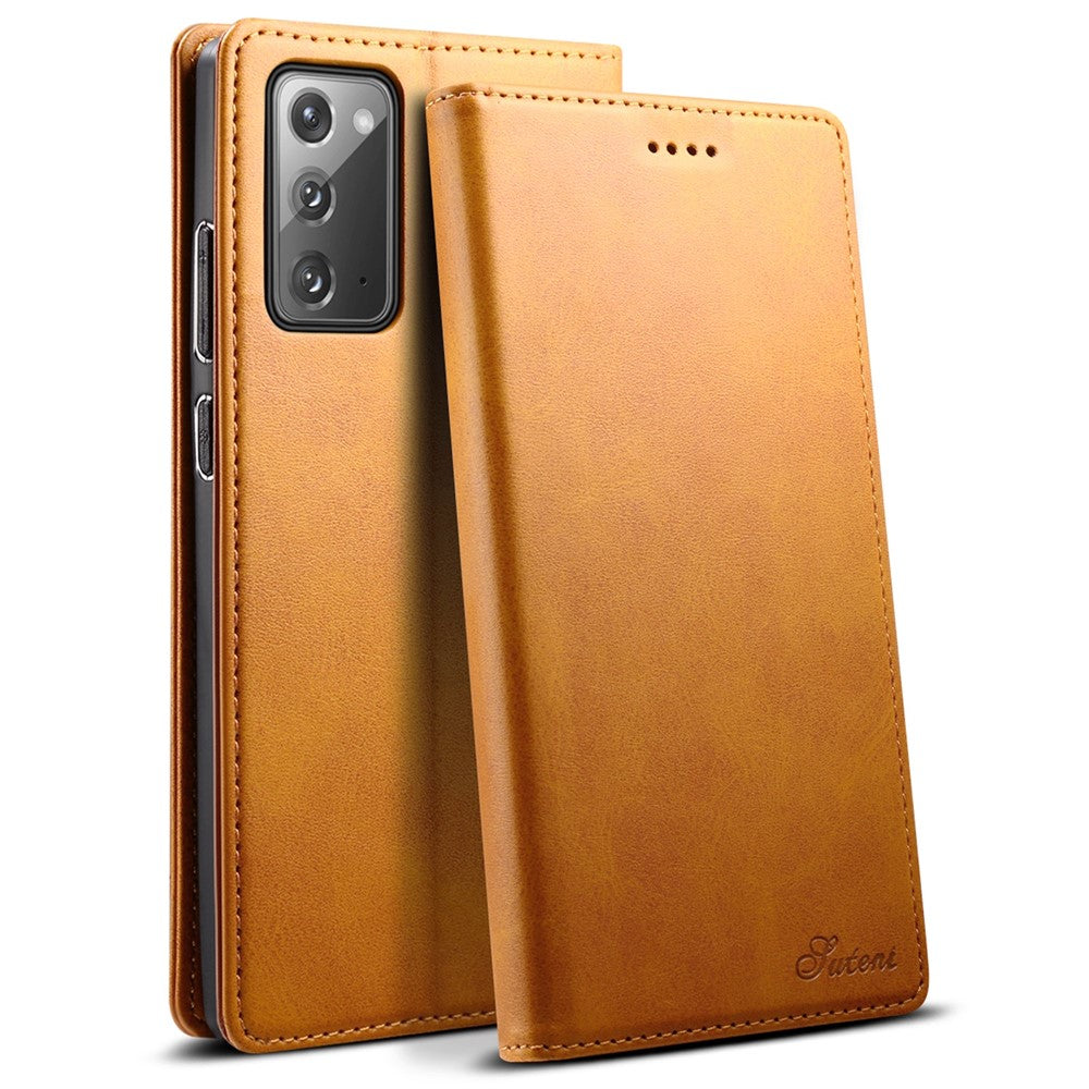 SUTENI Stativplånboksdesign Magnetisk Autostängande PU-läderskal till Samsung Galaxy Note20 4G/5G