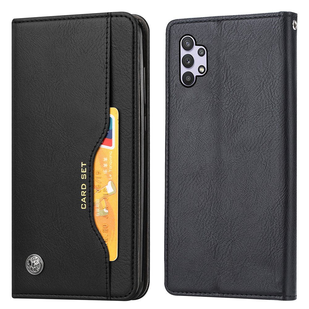 Til Samsung Galaxy A33 5G selvabsorberende stødsikkert flip-etui med standerdesign i læder, beskyttende telefoncover
