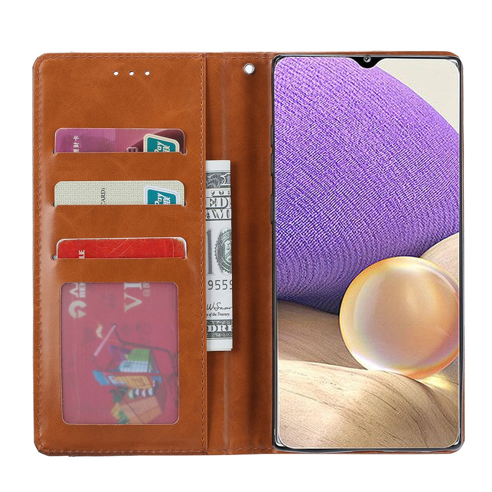 Til Samsung Galaxy A33 5G selvabsorberende stødsikkert flip-etui med standerdesign i læder, beskyttende telefoncover
