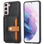 PU-læderbelagt TPU Stødsikkert Cover med Stander og Kortlommer til Samsung Galaxy S22 5G