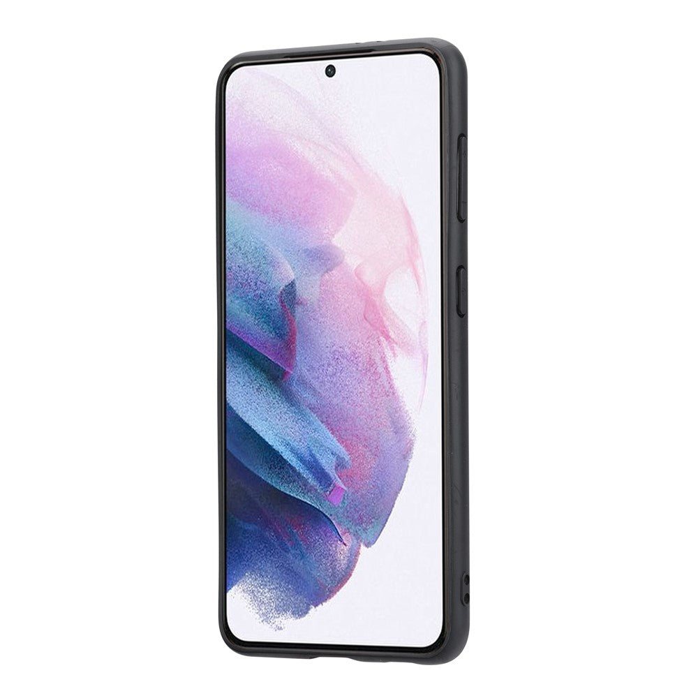 PU-læderbelagt TPU Stødsikkert Cover med Stander og Kortlommer til Samsung Galaxy S22 5G