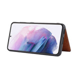 PU-læderbelagt TPU Stødsikkert Cover med Stander og Kortlommer til Samsung Galaxy S22 5G