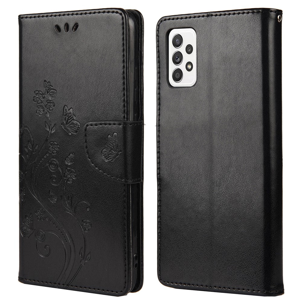 Samsung Galaxy A53 5G Fjärilsblomma Präglat Läderfodral Plånboksfodral