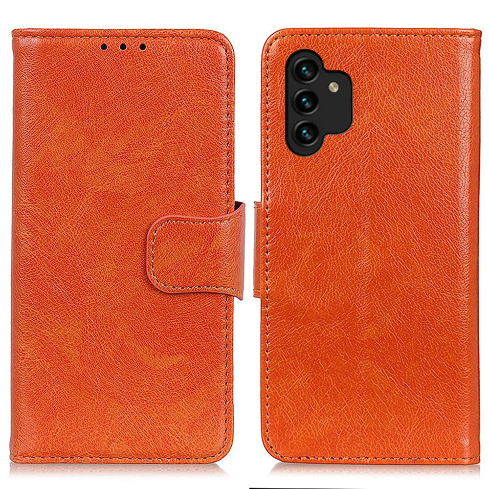 For Samsung Galaxy A13 4G Anti-scratch Nappa Texture Drop-proof Split Leather Cover + TPU Phone Stand Case Wallet Cover