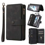 For Samsung Galaxy Z Fold3 5G Zipper Wallet Case with 15 Card Slots and Strap Leather Phone Cover