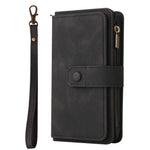 For Samsung Galaxy Z Fold3 5G Zipper Wallet Case with 15 Card Slots and Strap Leather Phone Cover