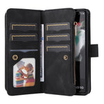 For Samsung Galaxy Z Fold3 5G Zipper Wallet Case with 15 Card Slots and Strap Leather Phone Cover