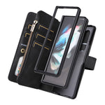 For Samsung Galaxy Z Fold3 5G Zipper Wallet Case with 15 Card Slots and Strap Leather Phone Cover