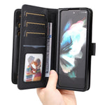 For Samsung Galaxy Z Fold3 5G Leather Case with 10 Card Holder Phone Cover Stand