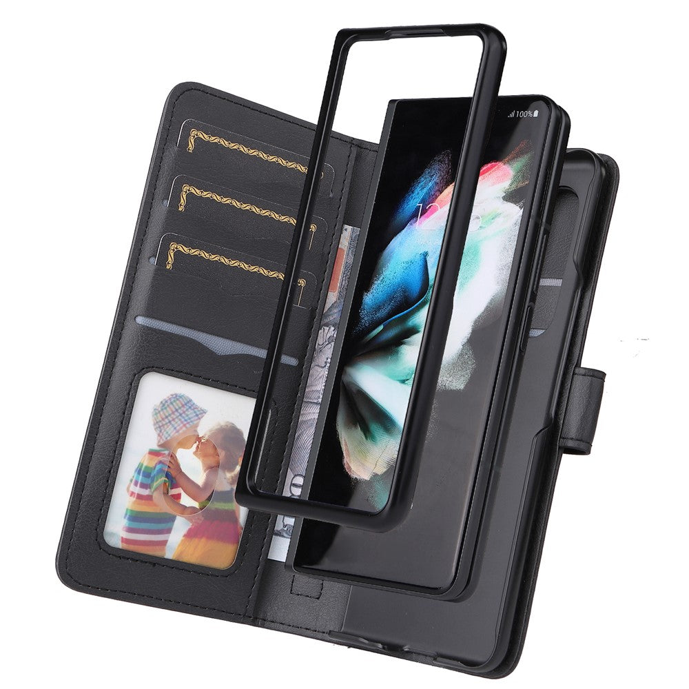 For Samsung Galaxy Z Fold3 5G Leather Case with 10 Card Holder Phone Cover Stand