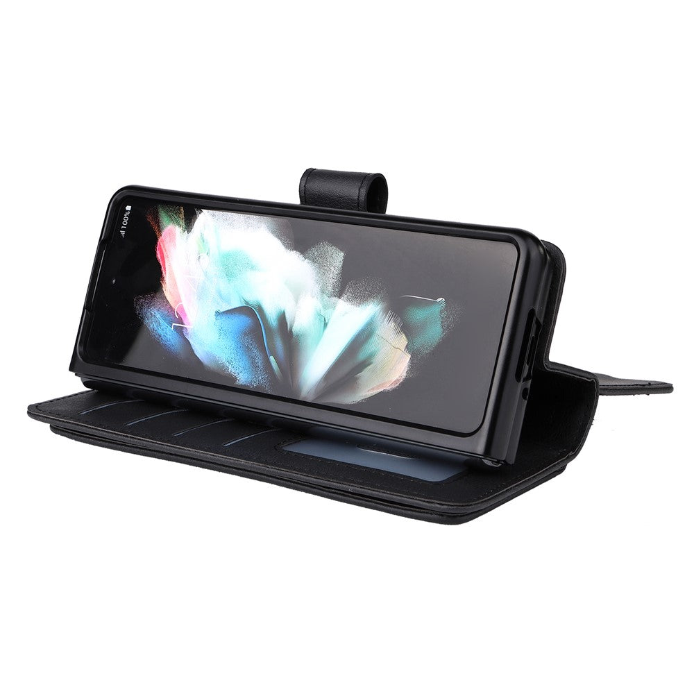 For Samsung Galaxy Z Fold3 5G Leather Case with 10 Card Holder Phone Cover Stand