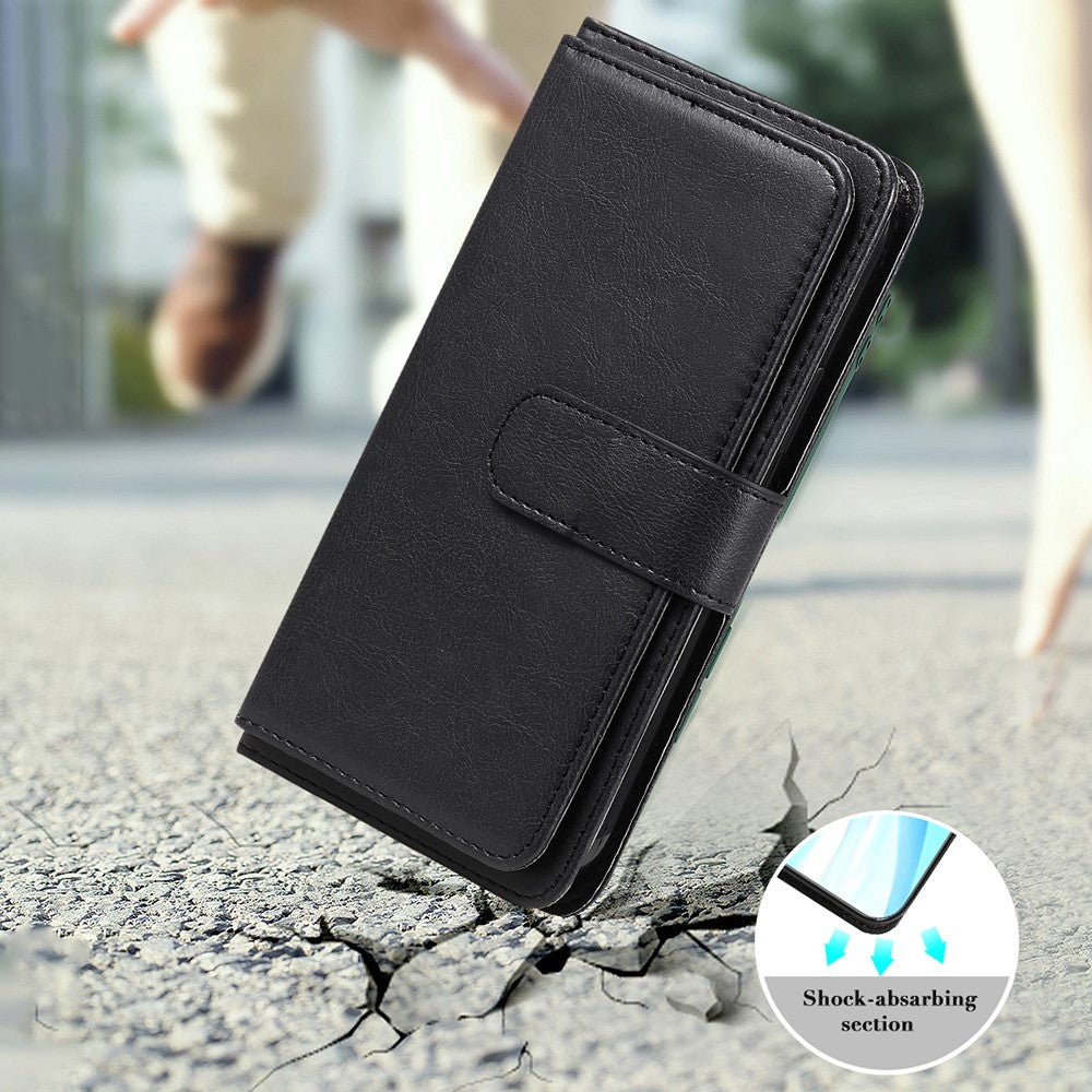 For Samsung Galaxy Z Fold3 5G Leather Case with 10 Card Holder Phone Cover Stand