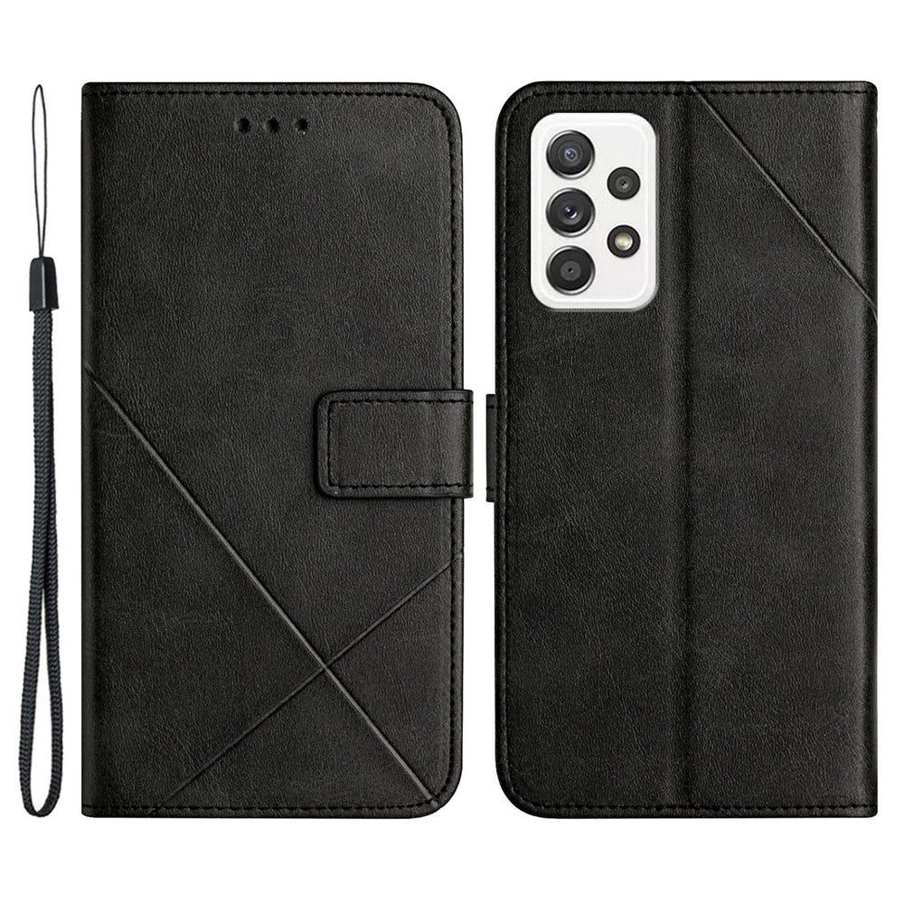 For Samsung Galaxy A53 5G Solid Color Imprinting Lines Stand Wallet PU Leather Cover Folio Flip Phone Case