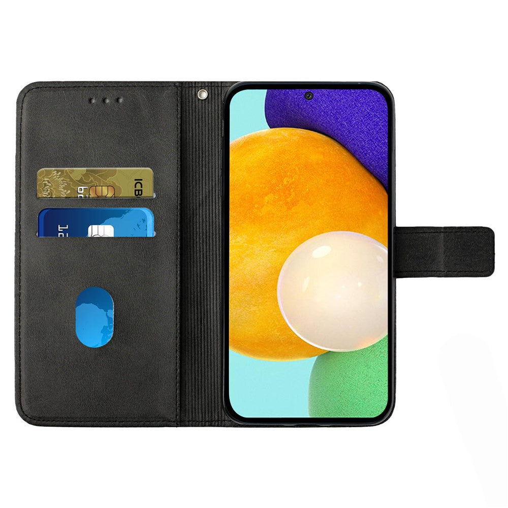 For Samsung Galaxy A53 5G Solid Color Imprinting Lines Stand Wallet PU Leather Cover Folio Flip Phone Case