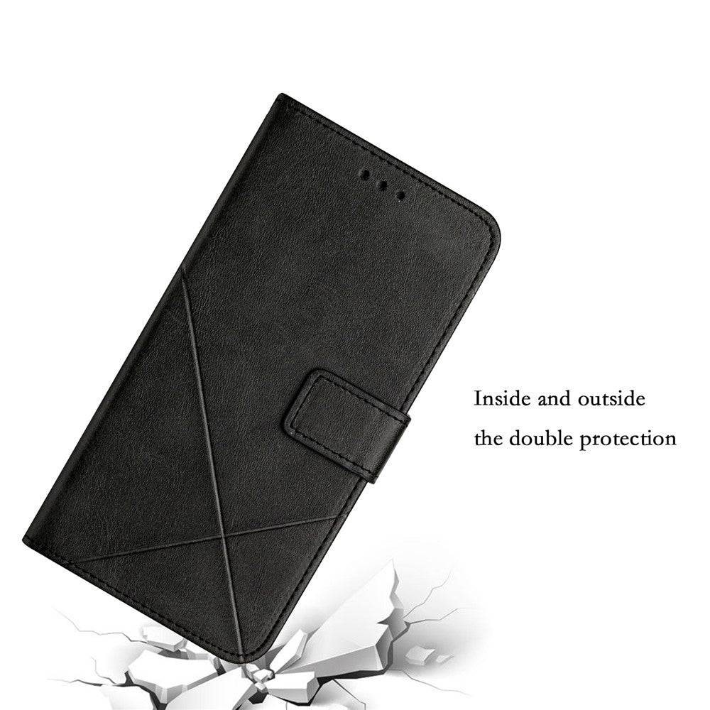 For Samsung Galaxy A53 5G Solid Color Imprinting Lines Stand Wallet PU Leather Cover Folio Flip Phone Case