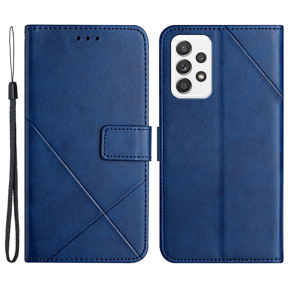 For Samsung Galaxy A53 5G Solid Color Imprinting Lines Stand Wallet PU Leather Cover Folio Flip Phone Case