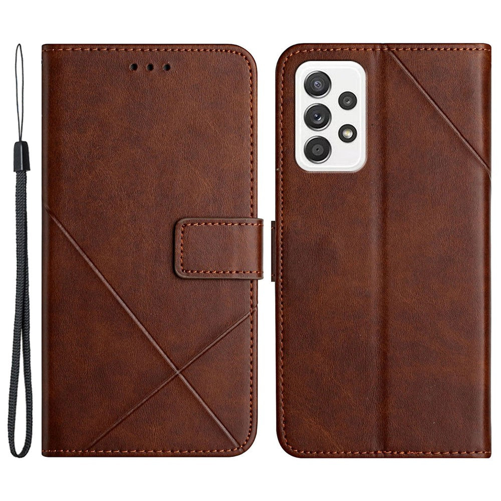 For Samsung Galaxy A53 5G Solid Color Imprinting Lines Stand Wallet PU Leather Cover Folio Flip Phone Case