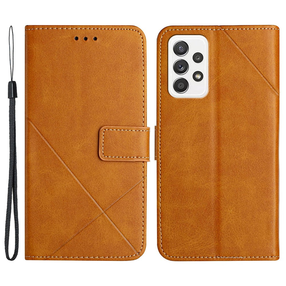 For Samsung Galaxy A53 5G Solid Color Imprinting Lines Stand Wallet PU Leather Cover Folio Flip Phone Case