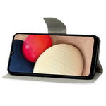 Samsung Galaxy A33 5G Korsstruktur PU-läder Folio Flip-stativ Mönstertryck Plånboksfodral med rem
