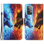 Samsung Galaxy A33 5G Korsstruktur PU-läder Folio Flip-stativ Mönstertryck Plånboksfodral med rem