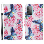 Samsung Galaxy A33 5G Korsstruktur PU-läder Folio Flip-stativ Mönstertryck Plånboksfodral med rem