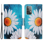 Samsung Galaxy A33 5G Korsstruktur PU-läder Folio Flip-stativ Mönstertryck Plånboksfodral med rem