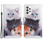 Cross Texture PU Læderpung Etui Mønsterprint Stativ Magnetisk Flip Cover med Rem til Samsung Galaxy A33 5G