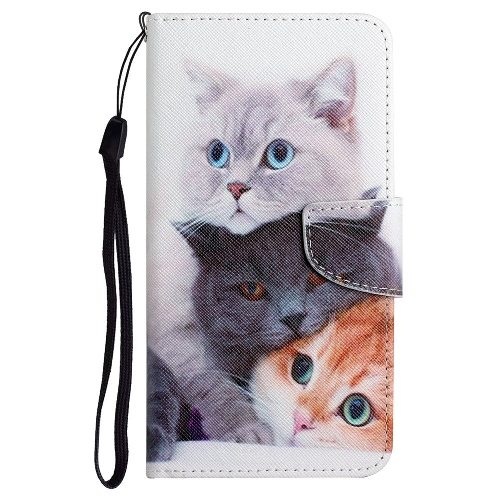 Cross Texture PU Læderpung Etui Mønsterprint Stativ Magnetisk Flip Cover med Rem til Samsung Galaxy A33 5G