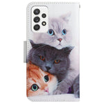 Cross Texture PU Læderpung Etui Mønsterprint Stativ Magnetisk Flip Cover med Rem til Samsung Galaxy A33 5G