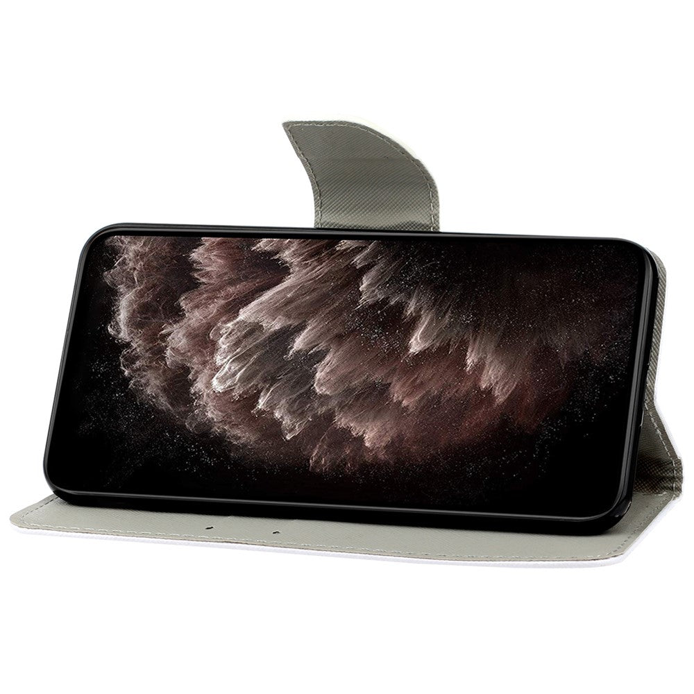 Cross Texture PU Læderpung Etui Mønsterprint Stativ Magnetisk Flip Cover med Rem til Samsung Galaxy A33 5G