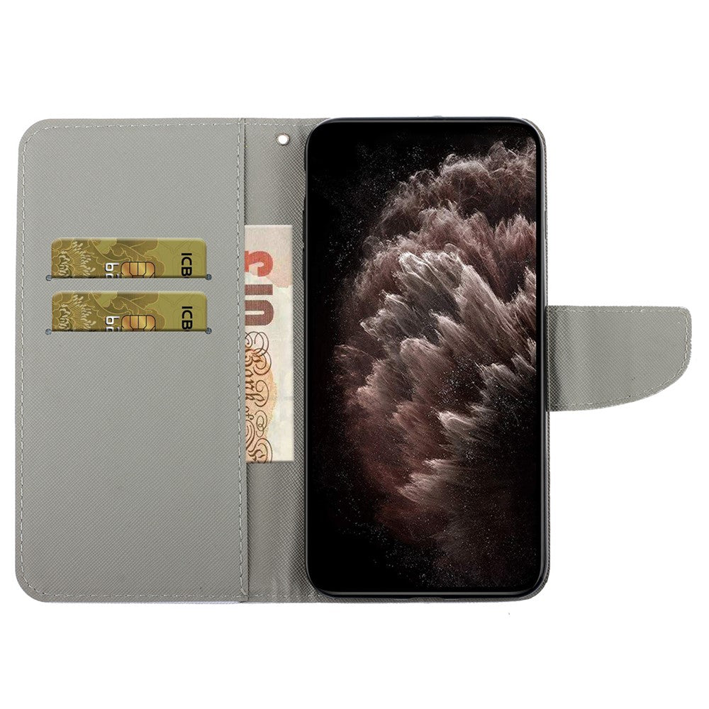 Cross Texture PU Læderpung Etui Mønsterprint Stativ Magnetisk Flip Cover med Rem til Samsung Galaxy A33 5G