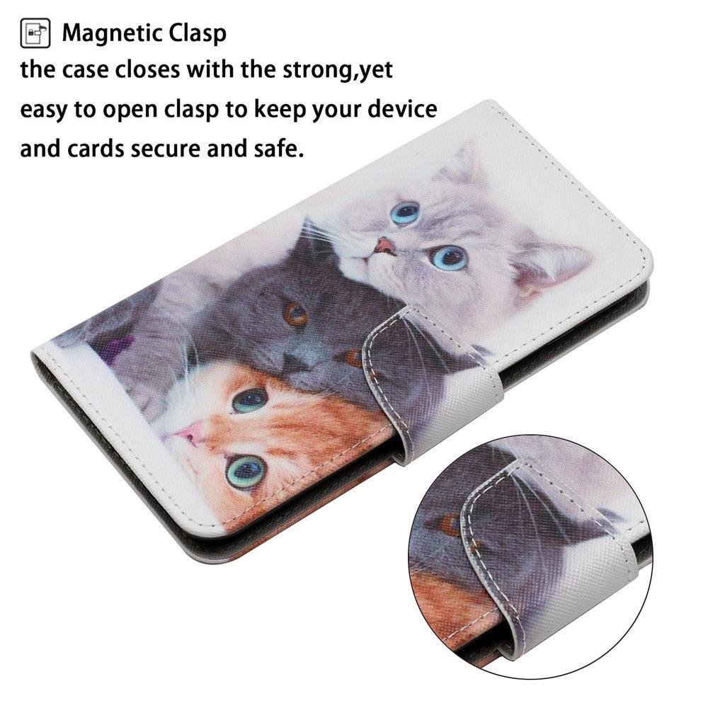 Cross Texture PU Læderpung Etui Mønsterprint Stativ Magnetisk Flip Cover med Rem til Samsung Galaxy A33 5G