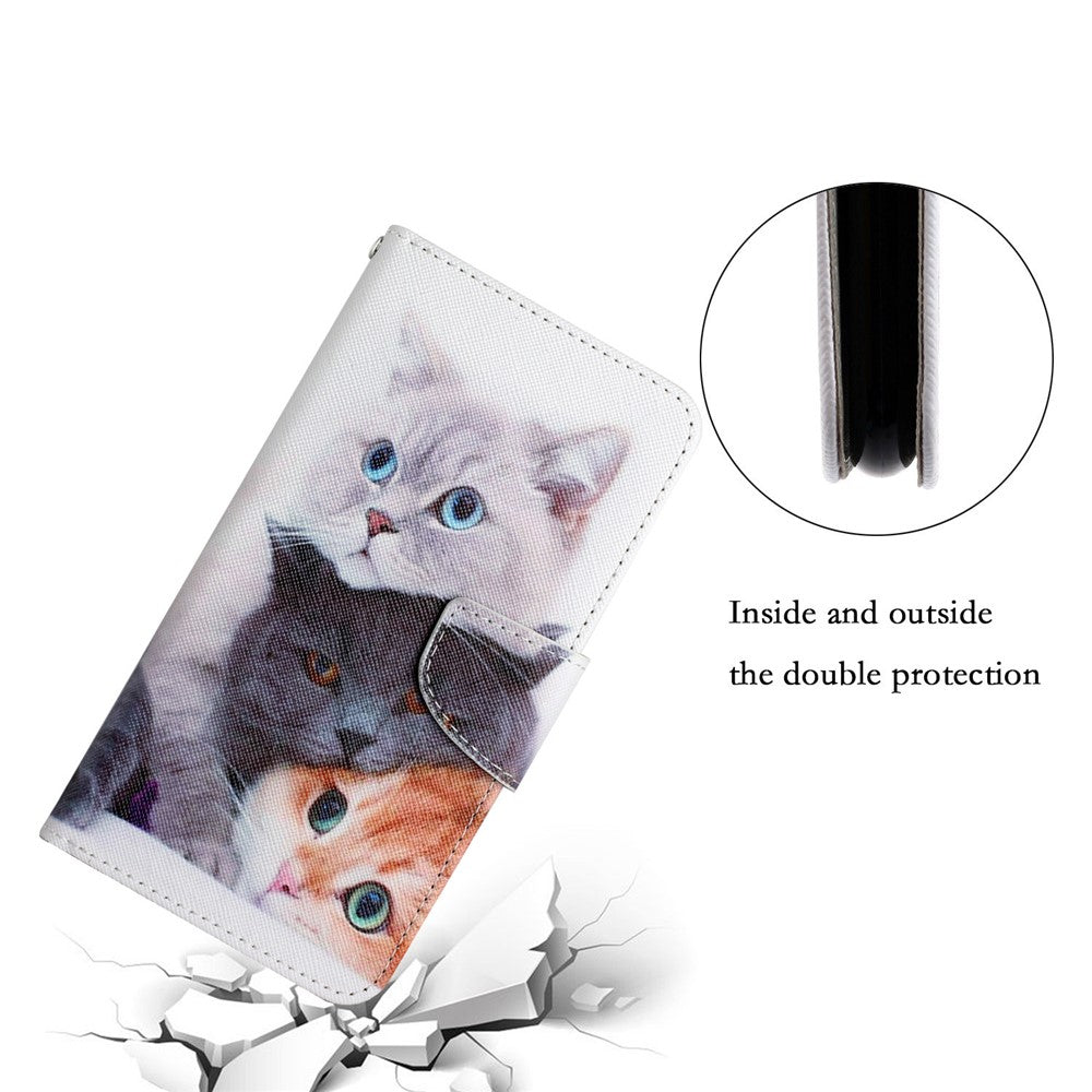 Cross Texture PU Læderpung Etui Mønsterprint Stativ Magnetisk Flip Cover med Rem til Samsung Galaxy A33 5G