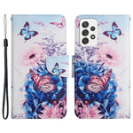Cross Texture PU Læderpung Etui Mønsterprint Stativ Magnetisk Flip Cover med Rem til Samsung Galaxy A33 5G
